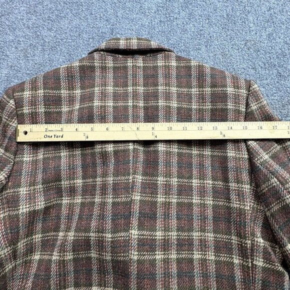 VTG EJE Blazer Jacket Womens 14 Brown Plaid Dark Academia 90s Wool Runs Small - Picture 15 of 16